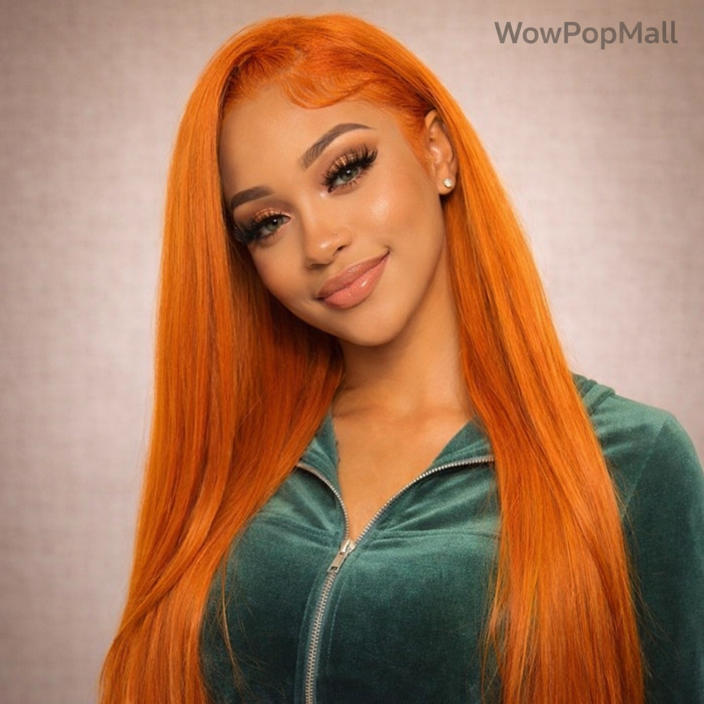Afybea Ginger 350 Straight HD Lace Front Wig (13x6/13x4) – 36 Inch, 220% Density, Pre-Plucked Brazilian Remy Human Hair