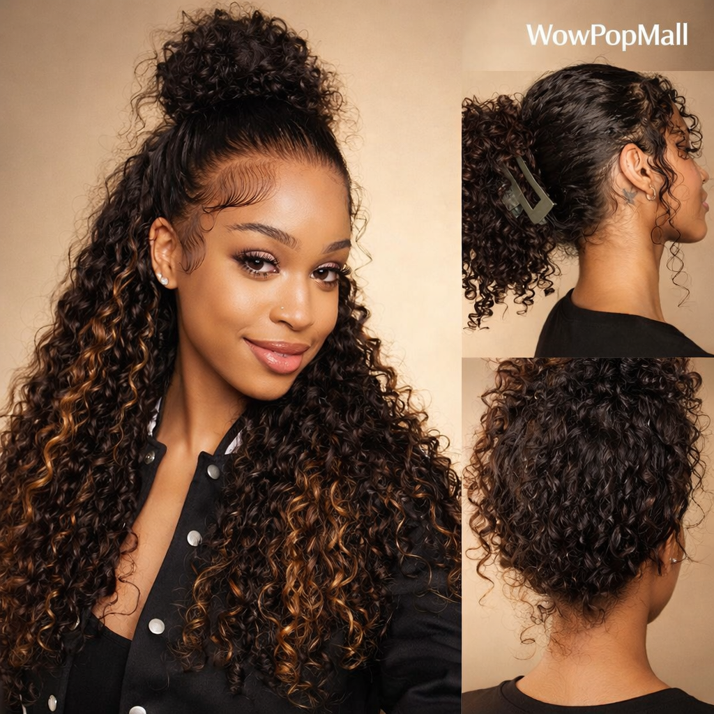 Frolo 360 Full Lace Invisible Drawstring Deep Wave Curly Human Hair Wig (13x4 HD Lace, 220 Density, Brazilian Remy)