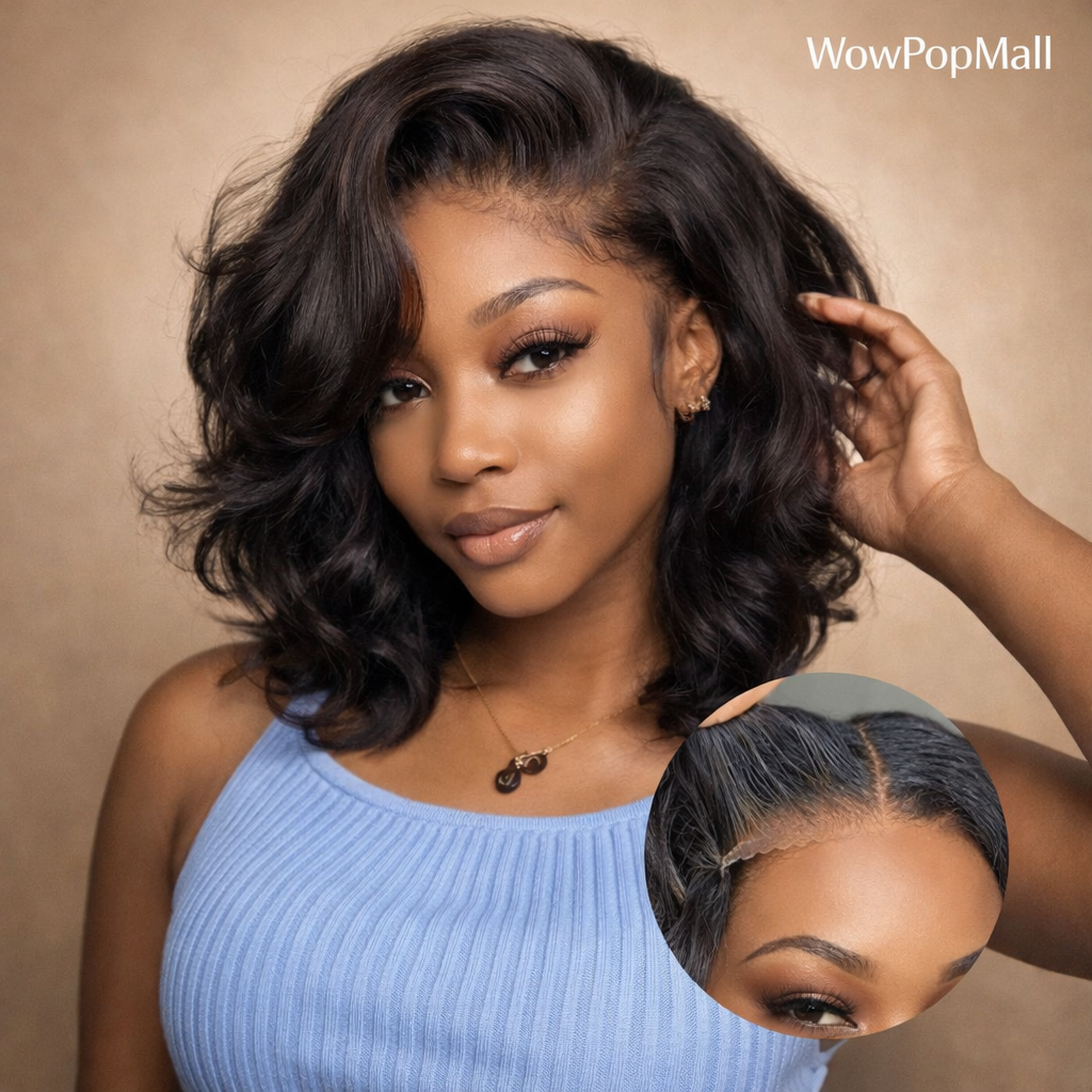 Frolo Bob Wig 5x5 HD Lace Closure Short Glueless Body Wave Human Hair Wig (220 Density, Brazilian Remy, 8–16 Inch)