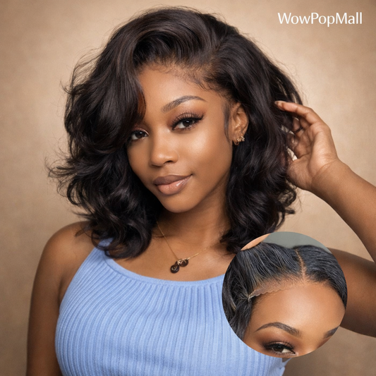 Frolo Bob Wig 5x5 HD Lace Closure Short Glueless Body Wave Human Hair Wig (220 Density, Brazilian Remy, 8–16 Inch)