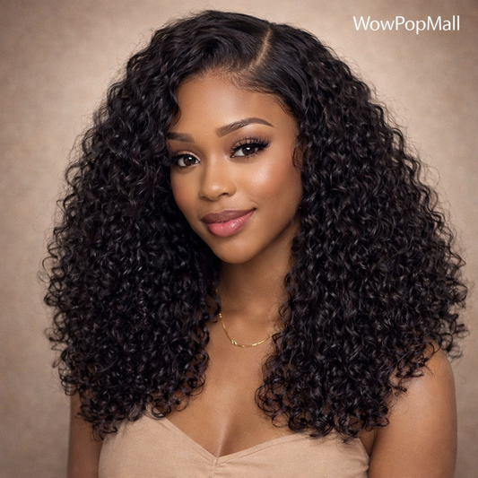 Luxexuan 200% Density Curly Bob 13x4 Lace Front Human Hair Wig (Deep Wave, Vietnamese Remy, Short 4–16 Inch)