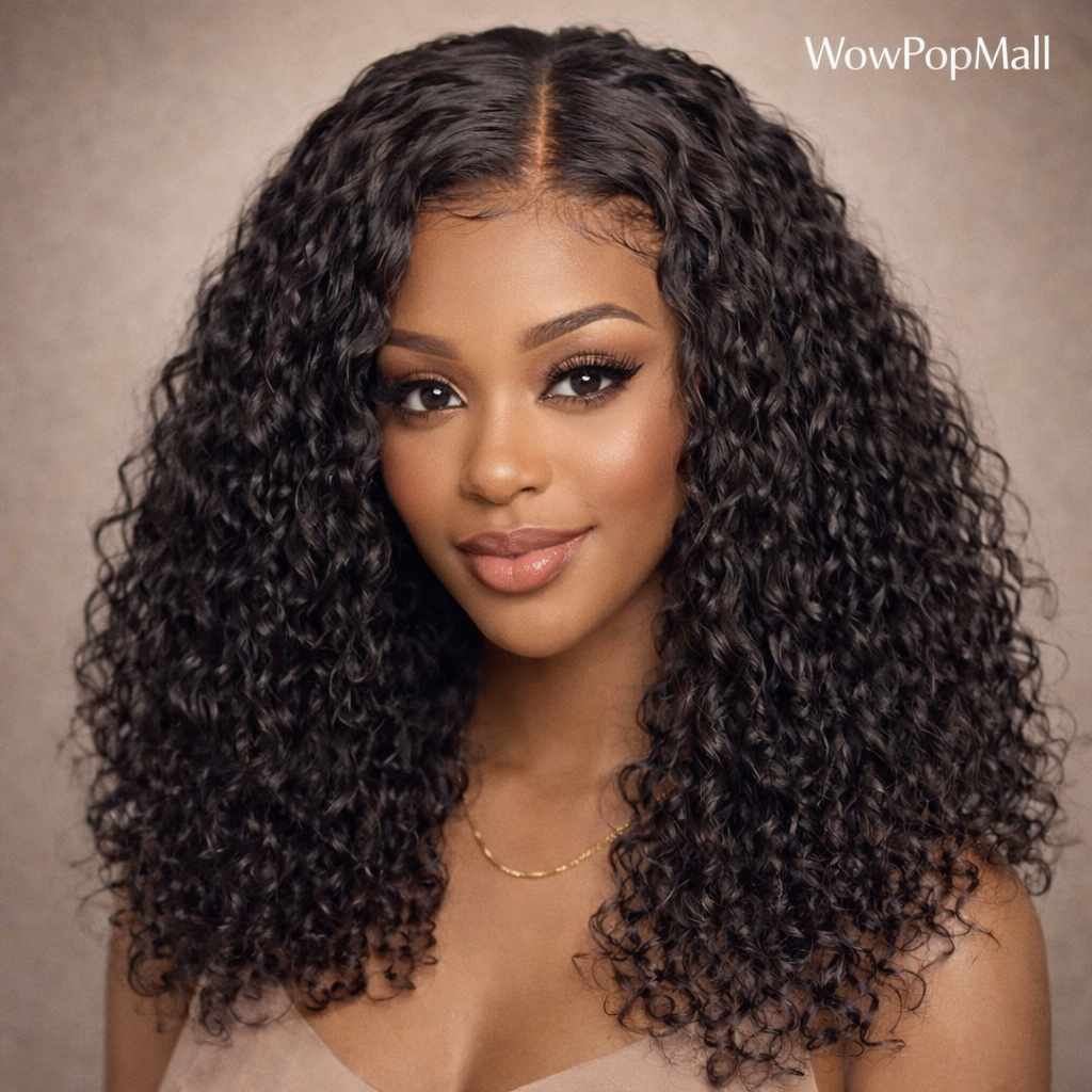 200 Density Short Curly Bob Deep Water Wave Wigs 100% Human Hair 13x4 Transparent Lace Frontal Wig 4x4 Lace Front Wig 14 16 Inch