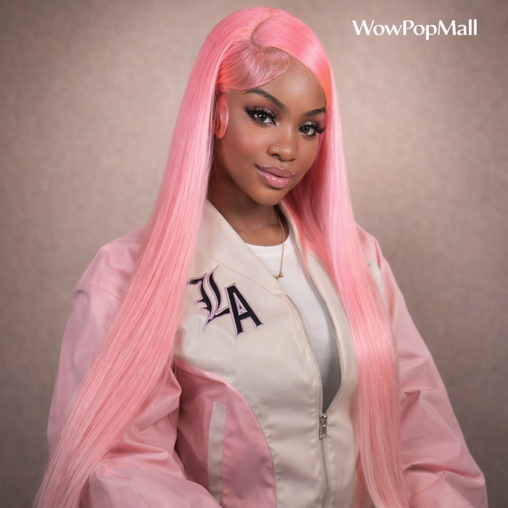 Pink Straight Lace Front Human Hair Wig – Transparent Lace 13x6 (30–36 Inch)  2) Shopify Product Descrip