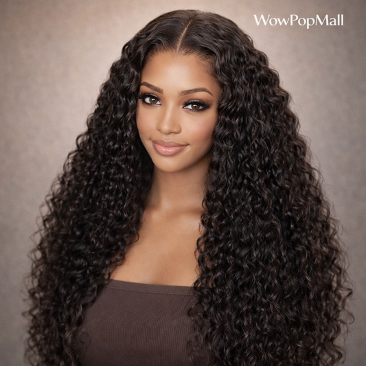 250% Density Glueless Deep Wave Human Hair Wig (5x5 HD Lace Closure, Pre-Cut, No Glue, Large Cap)
