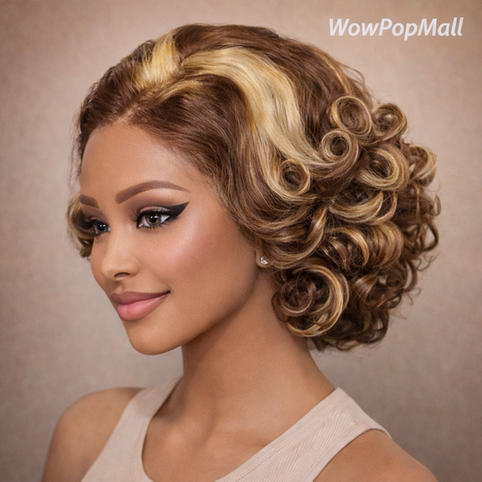 MALAIKA 4/27 Loose Wave Bob Wig – 4x4 Transparent Lace Closure (Brazilian Remy Human Hair)