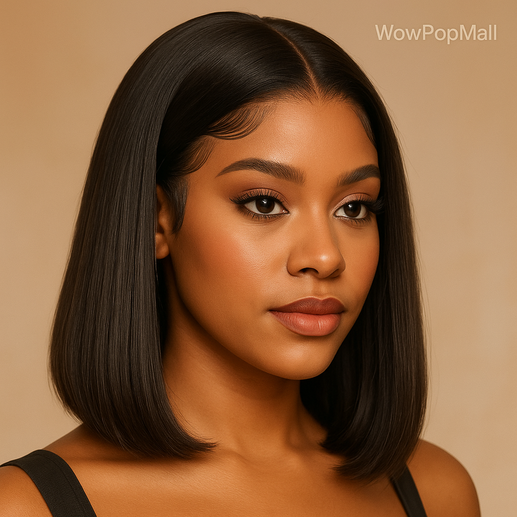 Glueless 13×6 HD Lace Front Short Bob Wig – 100% Human Hair, Pre-Plucked Hairline, Wear & Go Straight Bob