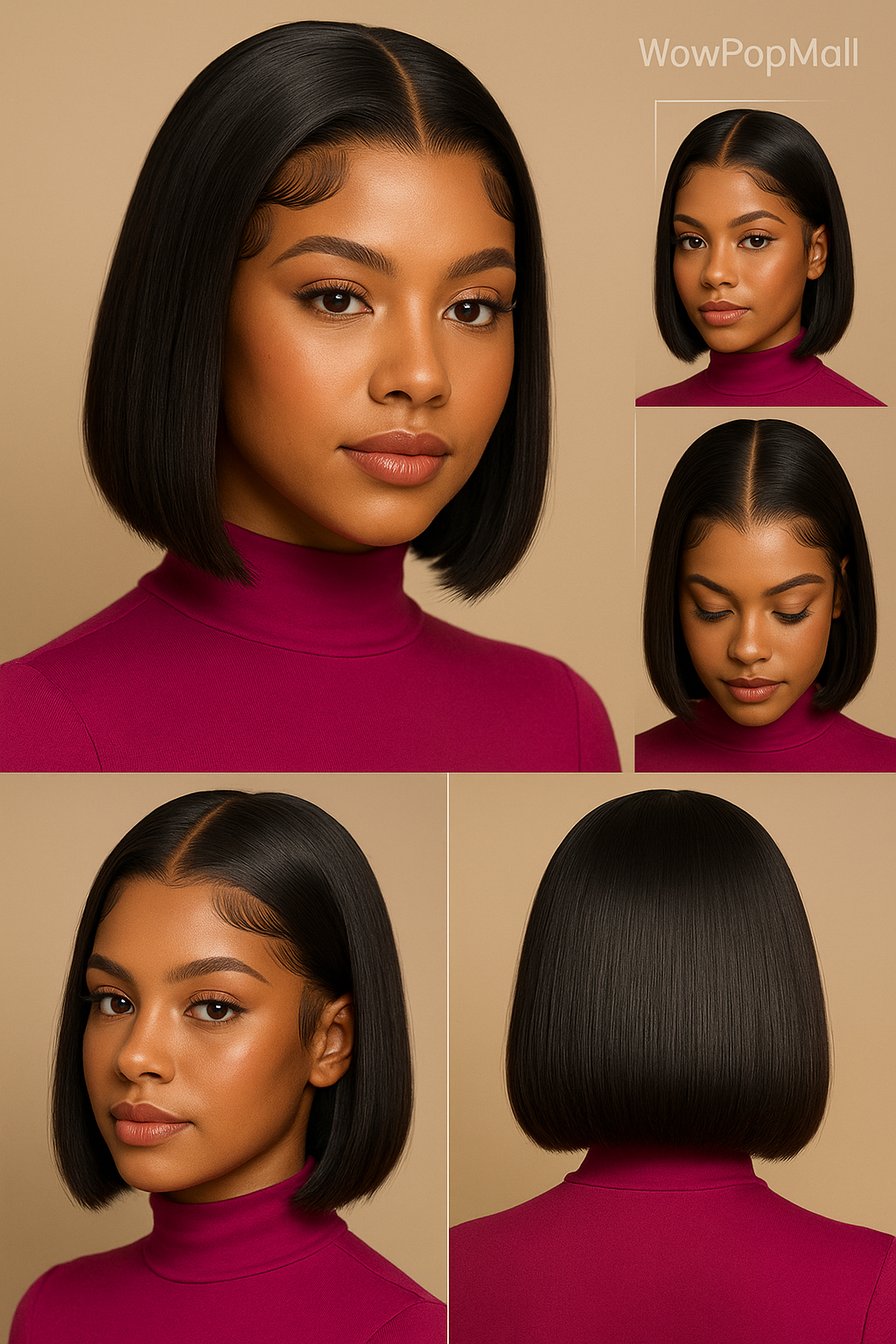 Glueless 13×6 HD Lace Front Short Bob Wig – 100% Human Hair, Pre-Plucked Hairline, Wear & Go Straight Bob