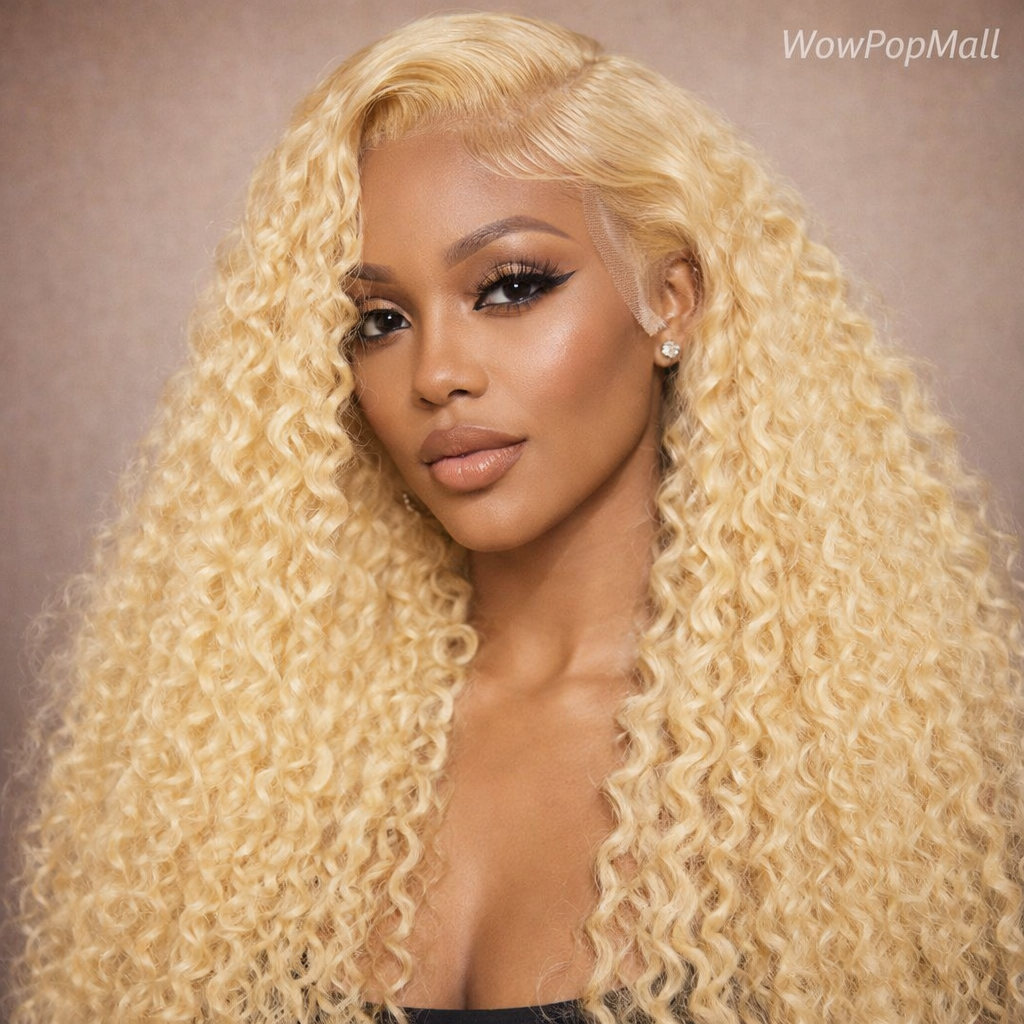 613 Blonde Deep Wave 13x6 HD Lace Front Wig (250 Density, Pre-Plucked) – Brazilian Remy Human Hair