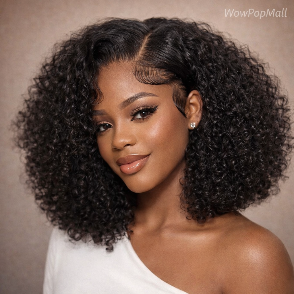 Deep Water Wave Curly Bob Human Hair Wig – 13x6 Transparent Lace Frontal, Glueless (7x5), 250% Density (12–14 Inch)