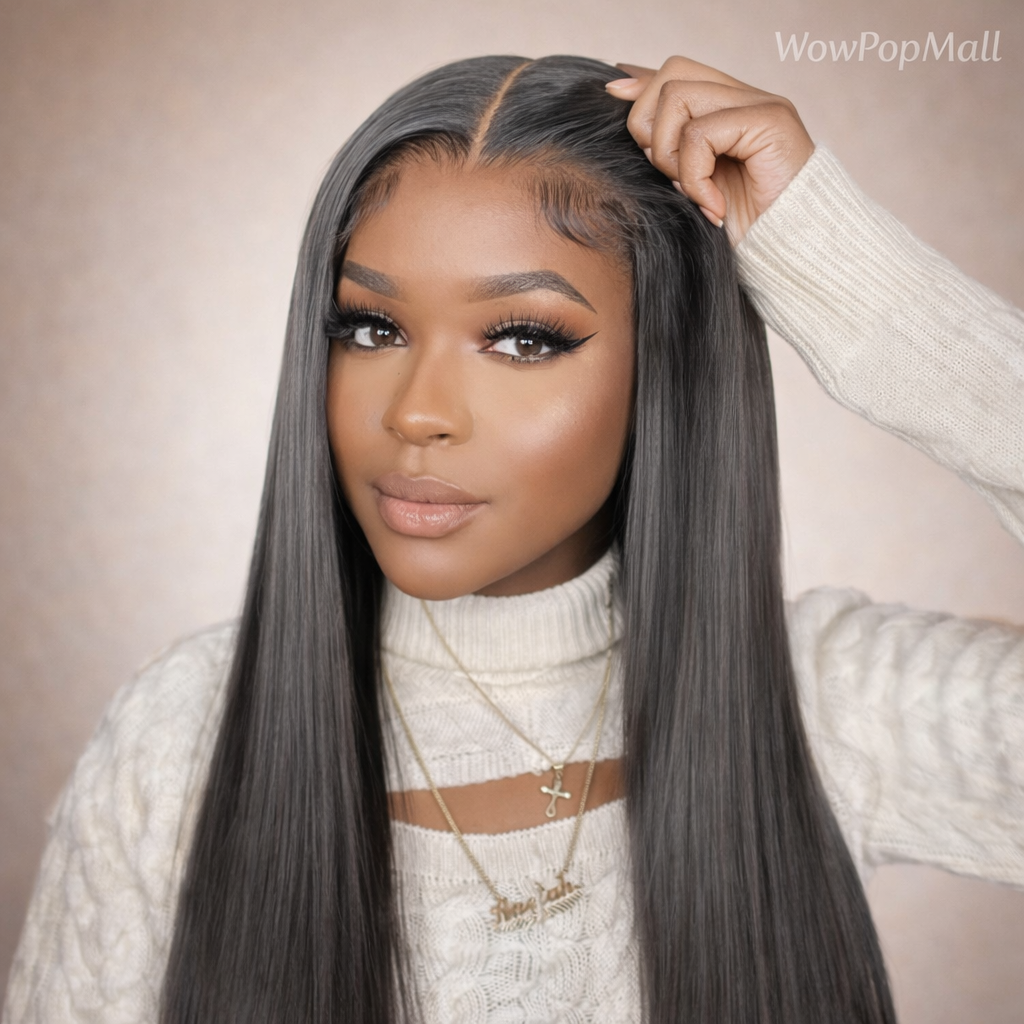 ISEE Hair Glueless Straight Wig (7x5 HD Lace, Pre-Plucked & Pre-Cut) – Malaysian Remy Human Hair, Ready to Wear (26”+)