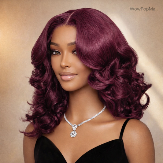 13x4 HD Lace Front Burgundy 99J Body Wave Human Hair Bob Wig – Pre-Plucked