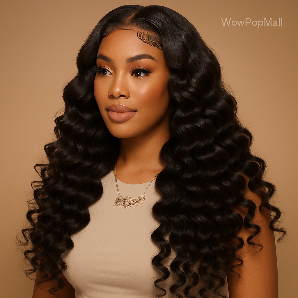 Loose Deep Wave 13×6 HD Lace Frontal Human Hair Wig – 30–40 Inch Brazilian Loose Deep Curl, Pre-Plucked Natural Hairline
