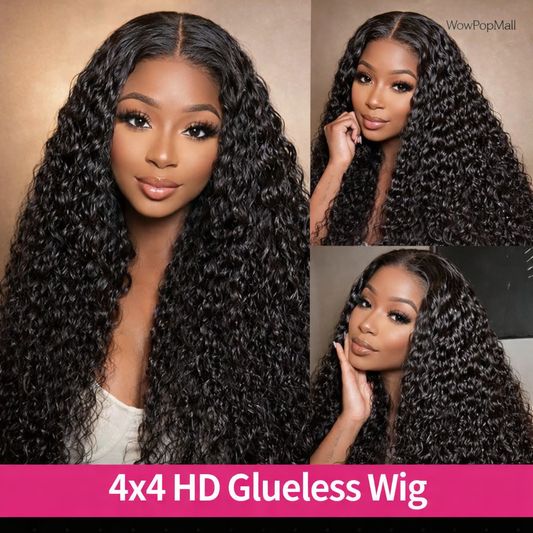 Wear & Go Glueless Pre-Cut Lace Curly Human Hair Wig – Pre-Plucked, Natural Black (26+ Inch)