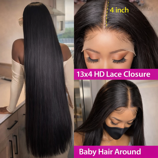 Bone Straight 13x6 HD Transparent Lace Front Wig (Wear & Go Glueless, 200% Density) – 30/34/40 Inch