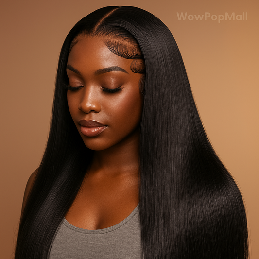 30–40 Inch Black Straight Human Hair Wig – 13×4 & 13×6 HD Transparent Lace Frontal, Pre-Plucked Brazilian Wig