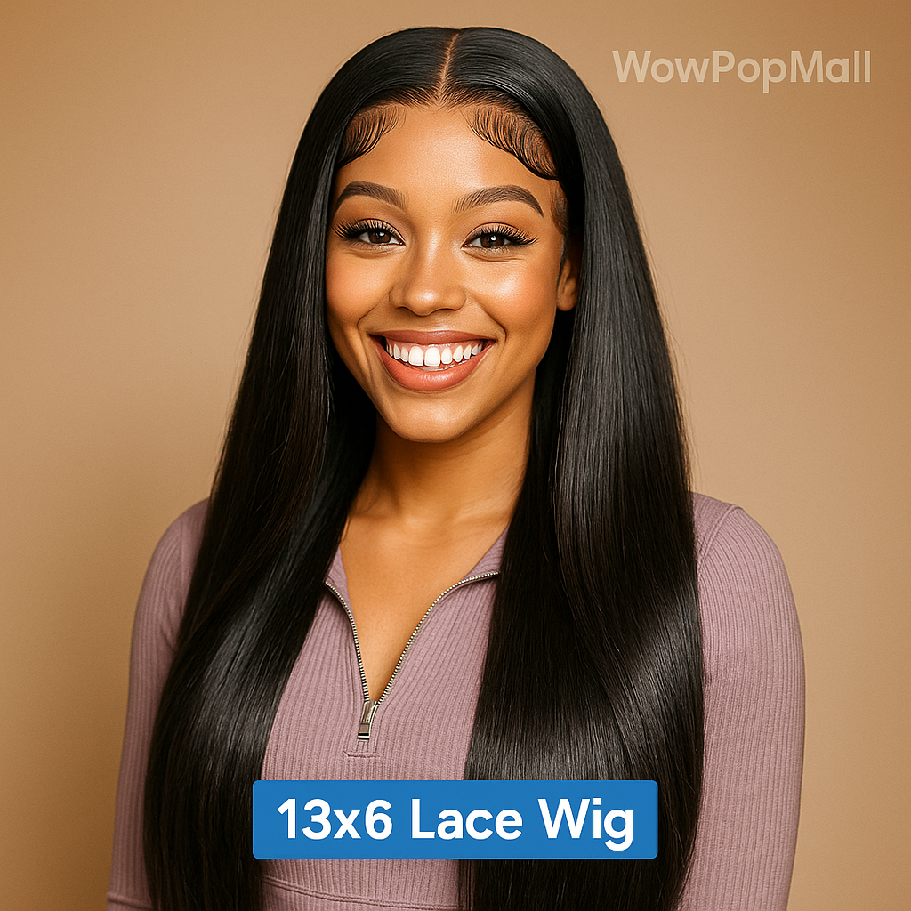 30–40 Inch Black Straight Human Hair Wig – 13×4 & 13×6 HD Transparent Lace Frontal, Pre-Plucked Brazilian Wig