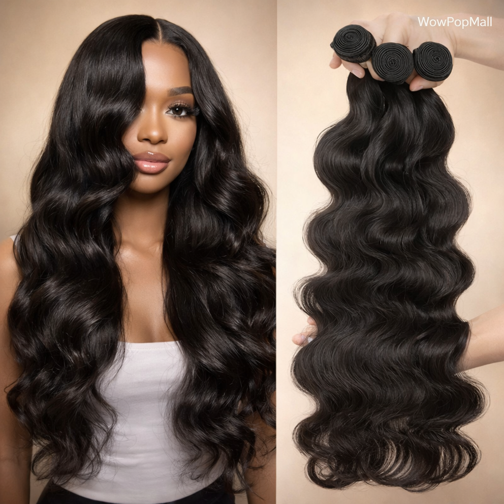 Luckathy 12A Brazilian Virgin Body Wave Hair Bundles | 40 Inch Raw Human Hair Weave (3–4 Pcs)