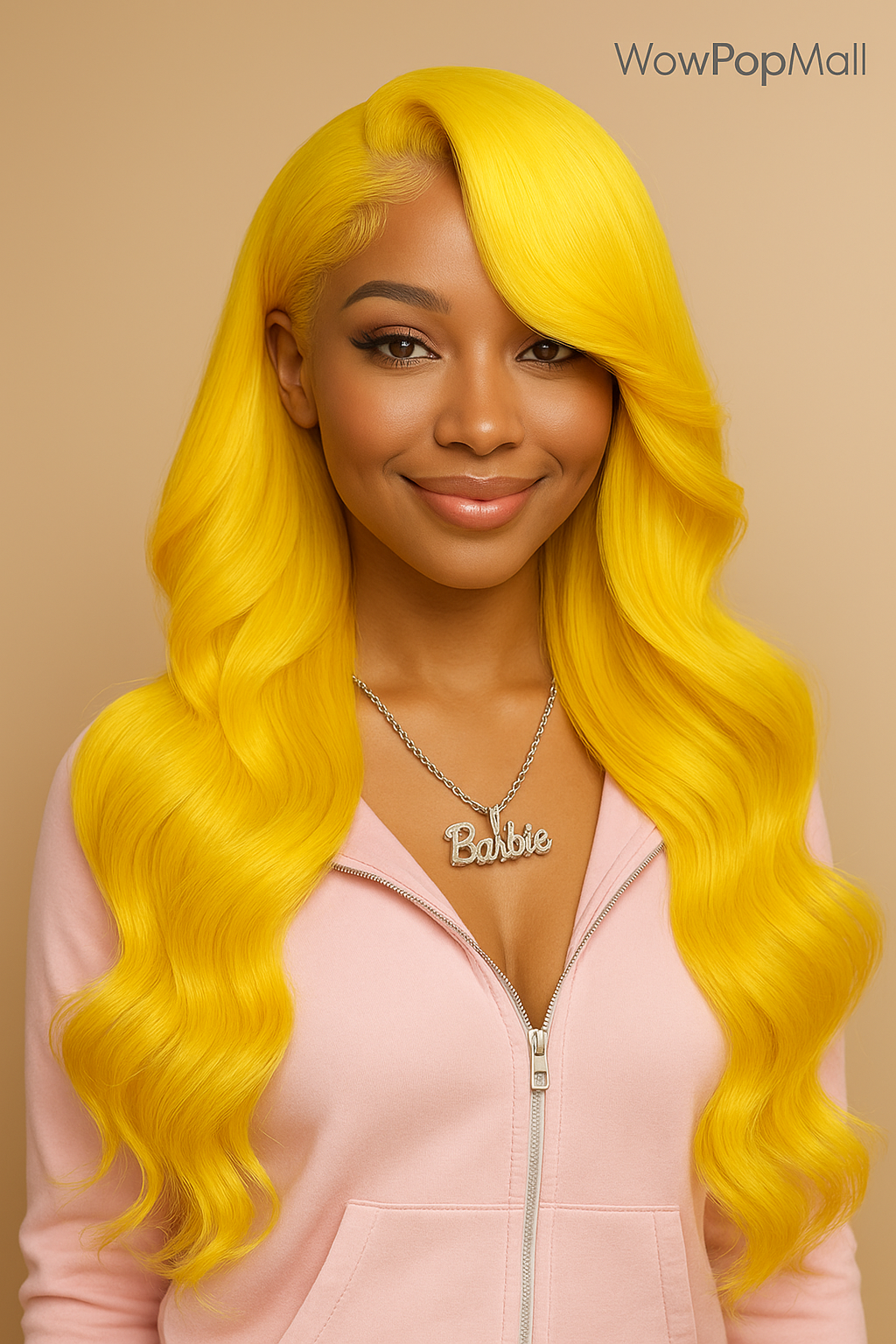 38-Inch Light Yellow Body Wave Human Hair Wig – 13x6 HD Transparent Lace Front, Pre-Plucked Hairline