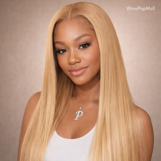 #27 Honey Blonde Straight HD Lace Front Human Hair Wig | Transparent Lace 13x6 / 13x4 Pre-Plucked (30–34 Inch)