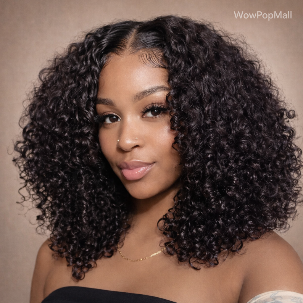 220% Density Deep Water Wave Curly Bob Wig (14–16") – 13x4 HD Transparent Lace Front / 4x4 Option | Remy Human Hair