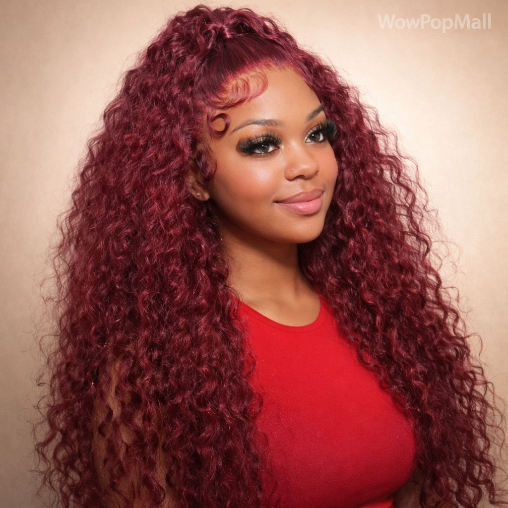 99J Burgundy Deep Wave HD Lace Front Wig (13x6 Parting) Transparent Lace · 26+ Inch