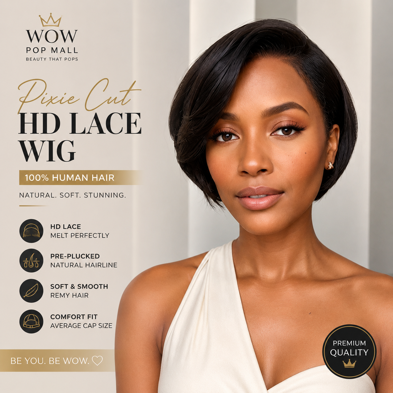13x4 HD Lace Frontal Wig Pixie Wut Wig Straight Human Hair Wigs T-Part Lace Black Wig Pre Plucked Pixie Cut Highlight Wig Hair