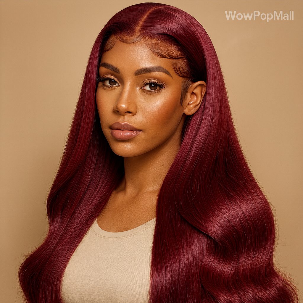 Burgundy 13x6 HD Lace Frontal Human Hair Wig Straight wig 13x4 Lace Front Human Hair Wigs For Women 99J Colored 200 High Density