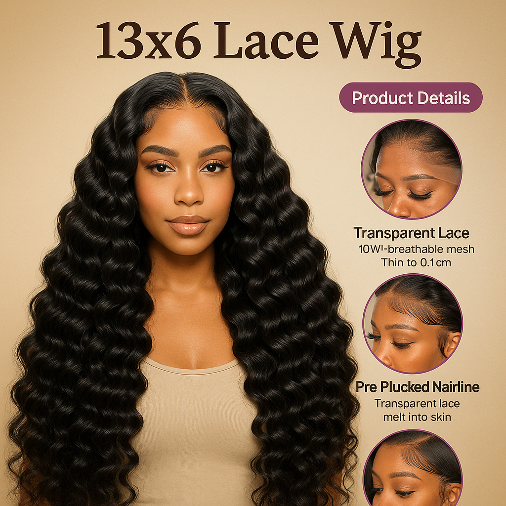 Loose Wave 13×4 HD Lace Front Human Hair Wig – 30–40 Inch Brazilian Loose Deep Wave Wig