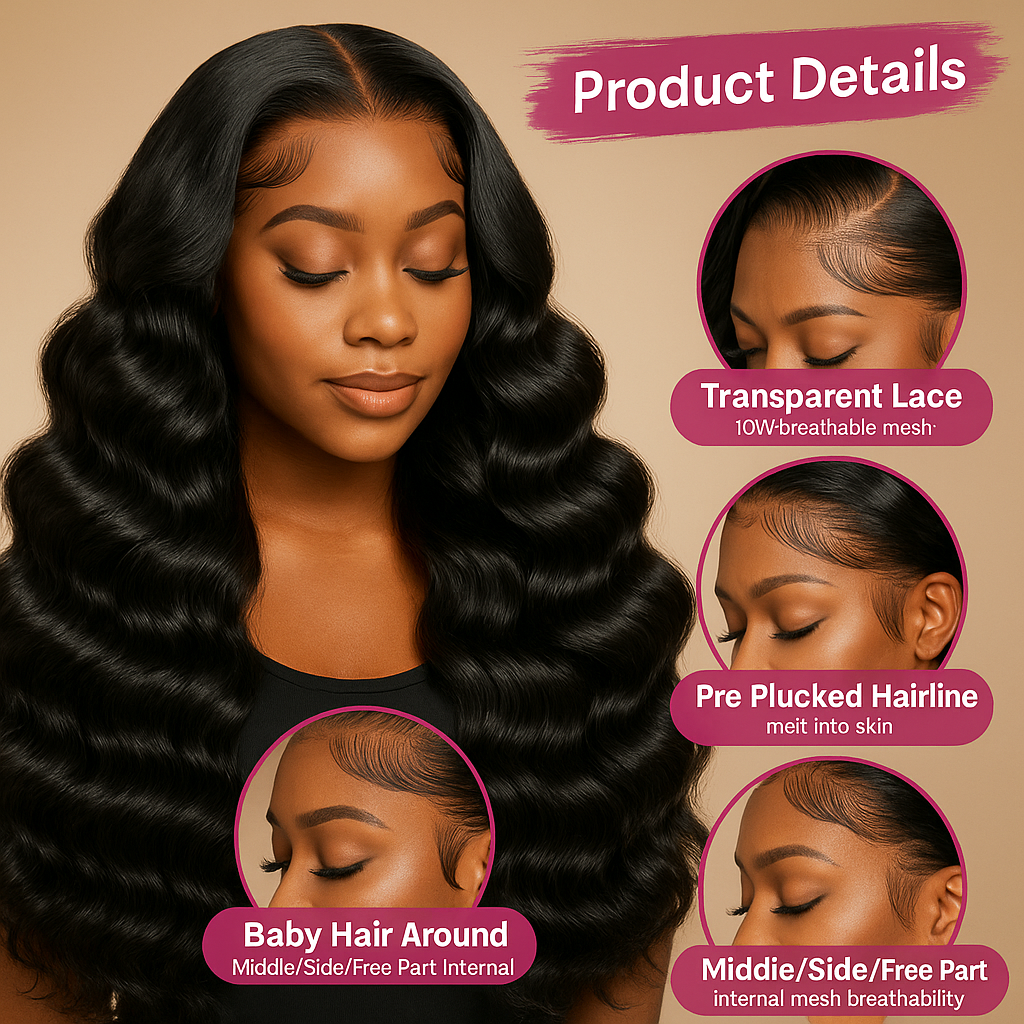 Loose Wave 13×4 HD Lace Front Human Hair Wig – 30–40 Inch Brazilian Loose Deep Wave Wig