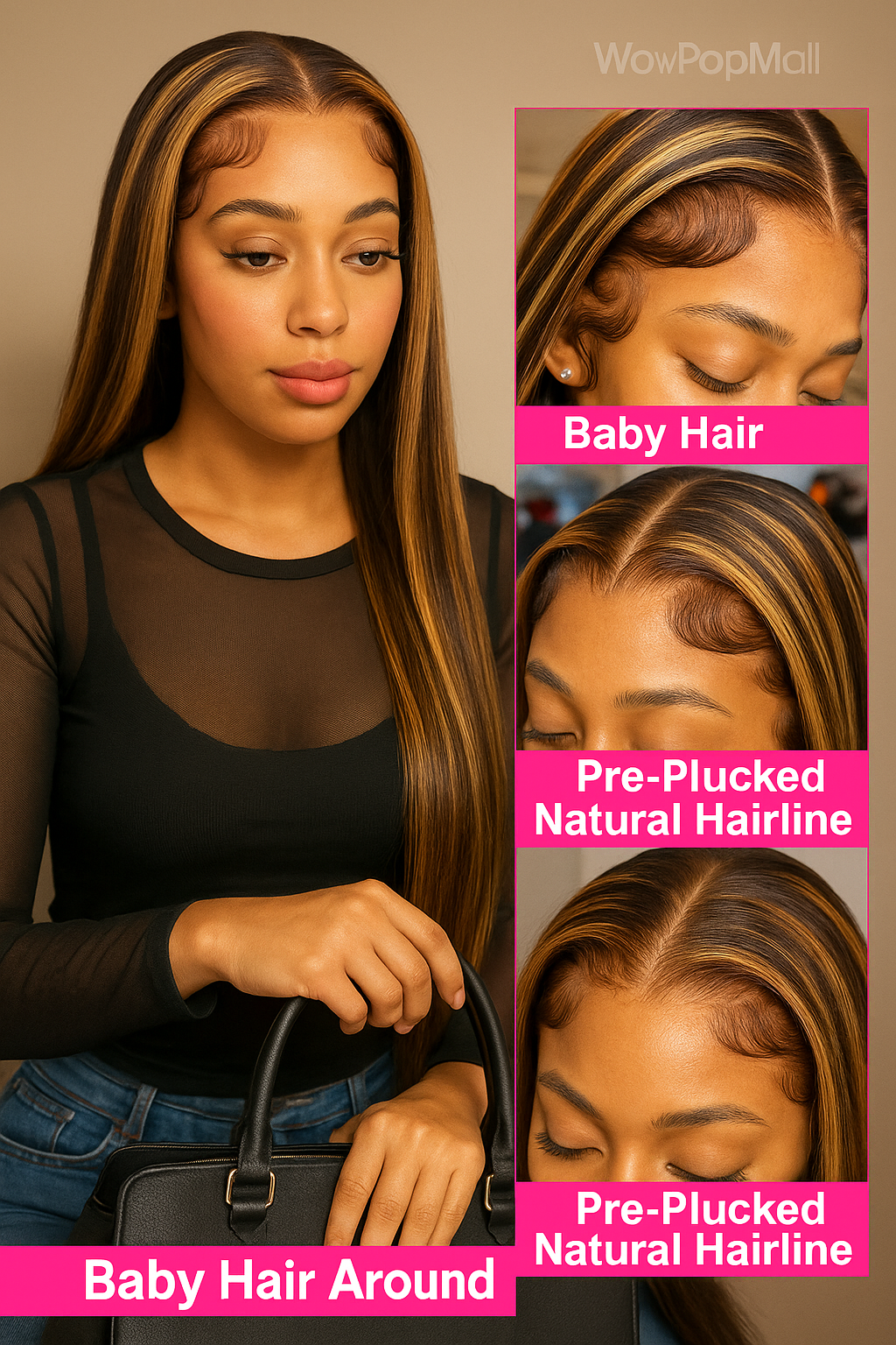 Silkwave 13x4 & 13x6 Highlight Straight Human Hair Lace Front Wig – Brown Blonde 4/27 Pre-Plucked Brazilian Remy