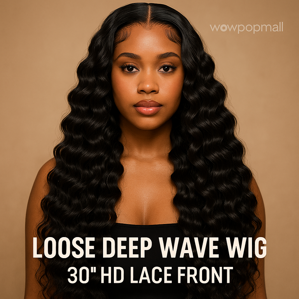 200 Density Loose Deep Wave 13x4 HD Lace Front Wig – 30 Inch Brazilian Curly Water Wave Human Hair