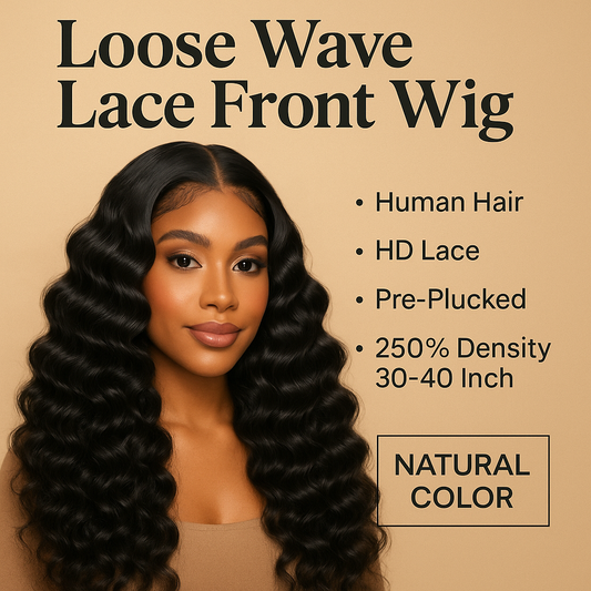 HD 13x6 Loose Natural Wave Lace Front Human Hair Wig – 250% Density, 30–40 Inch, Transparent Full/Frontal Lace