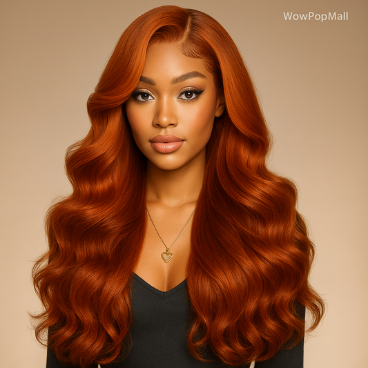 250% Density Ginger Orange Body Wave 13x4 HD Lace Front Human Hair Wig – Pre-Plucked Brazilian Wig for Women
