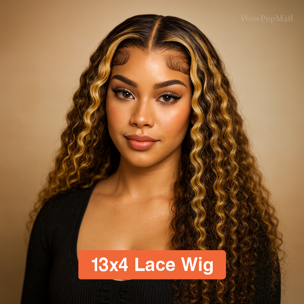 Wiggogo Highlight Curly 13x6/13x4 HD Lace Frontal Human Hair Wig – P4/27 & 1B/30 Ombre Deep Wave