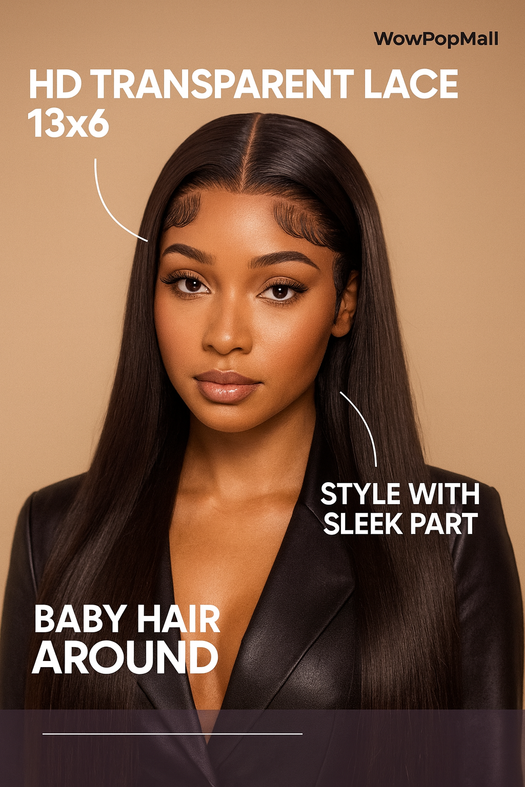 Straight 13x6 HD Transparent Lace Frontal Wig – 250% Density Raw Vietnamese Human Hair