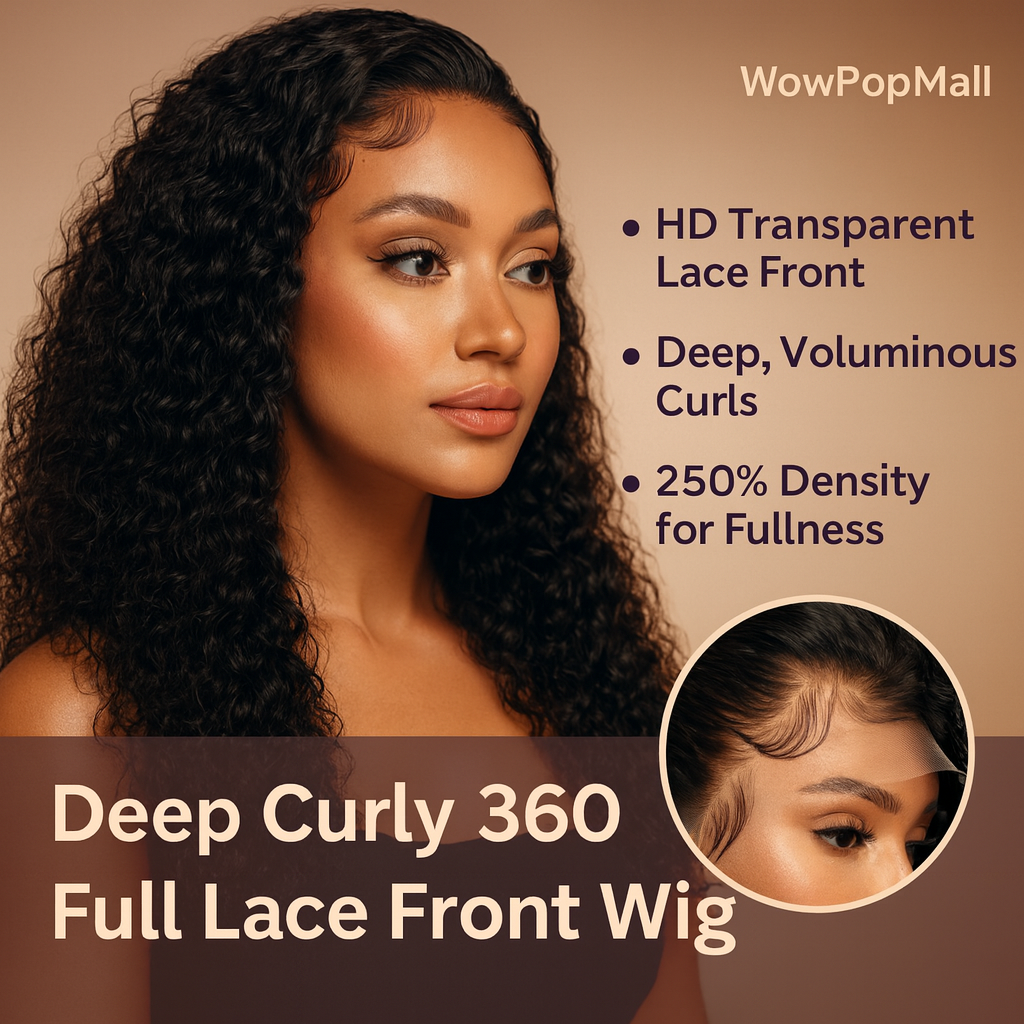 ep Curly 360 Full Lace 13x6 HD Glueless Human Hair Wig – 250% Density Deep Wave With Baby Hair