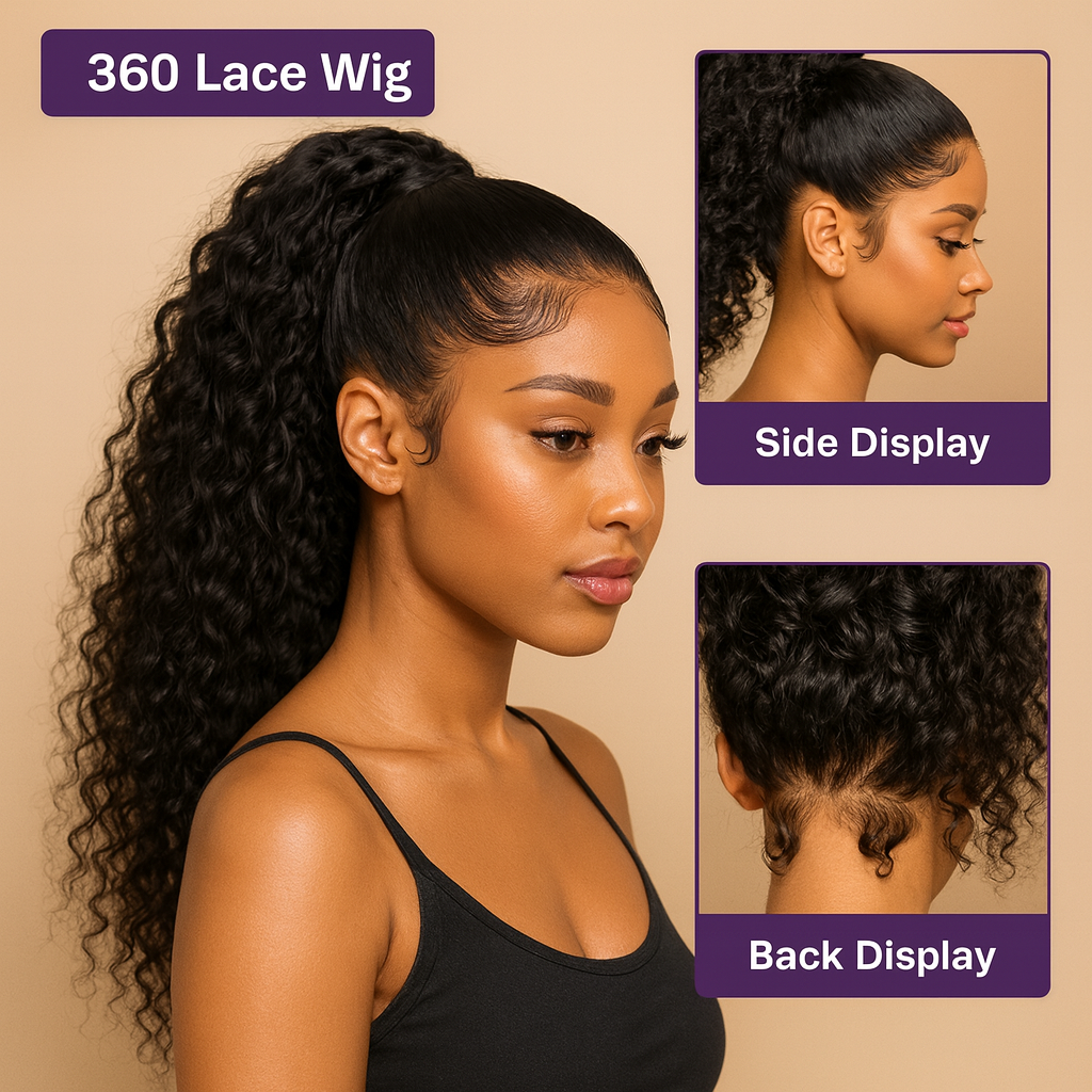 ep Curly 360 Full Lace 13x6 HD Glueless Human Hair Wig – 250% Density Deep Wave With Baby Hair