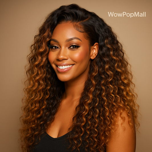 Varlea 200% Density 1B/30 Deep Wave Highlight Lace Front Wig – 13x6 HD Frontal, Brazilian Human Hair (26–40 inch)