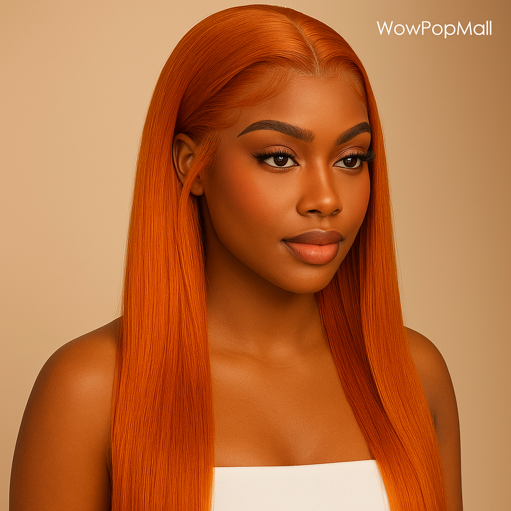 Ginger 13x6 HD Lace Front Wig – 100% Human Hair, Straight #350 Color, Pre-Plucked Hairline (220% Density)