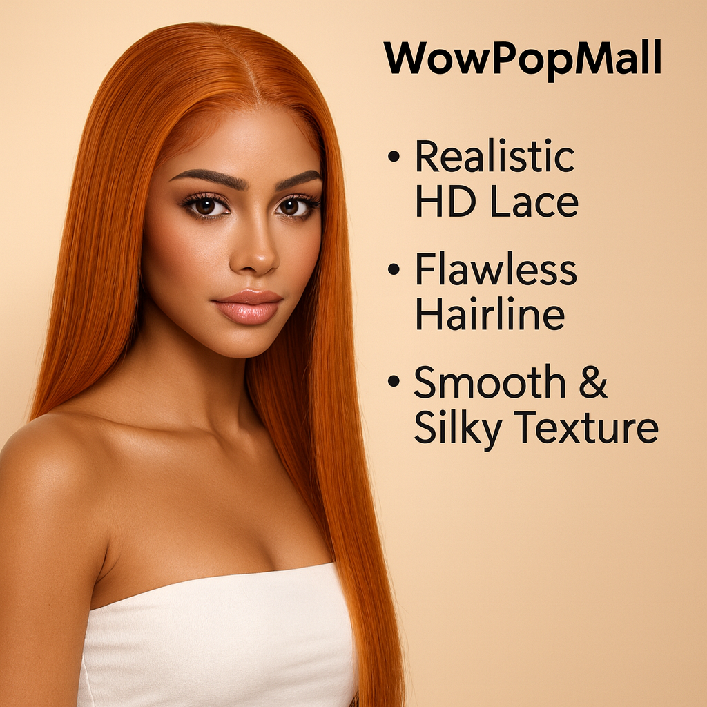 Ginger 13x6 HD Lace Front Wig – 100% Human Hair, Straight #350 Color, Pre-Plucked Hairline (220% Density)