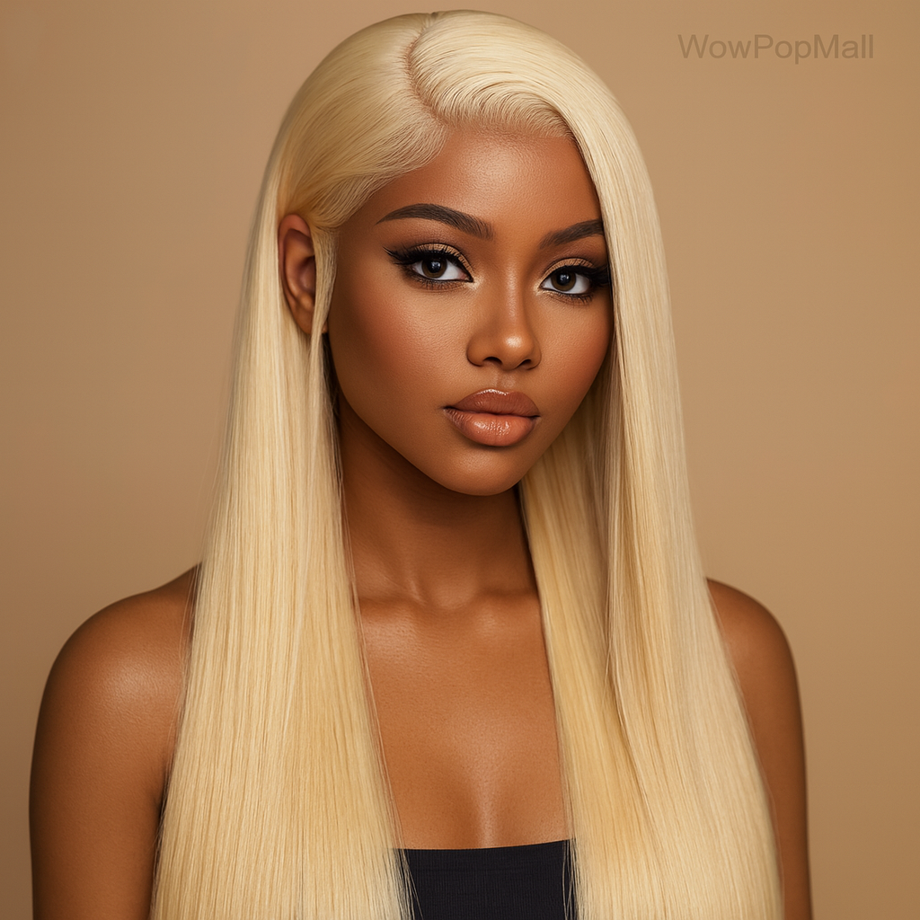 30–36 Inch 613 Honey Blonde 13x6 HD Lace Front Brazilian Human Hair Wig (13x4 Option), Bone Straight