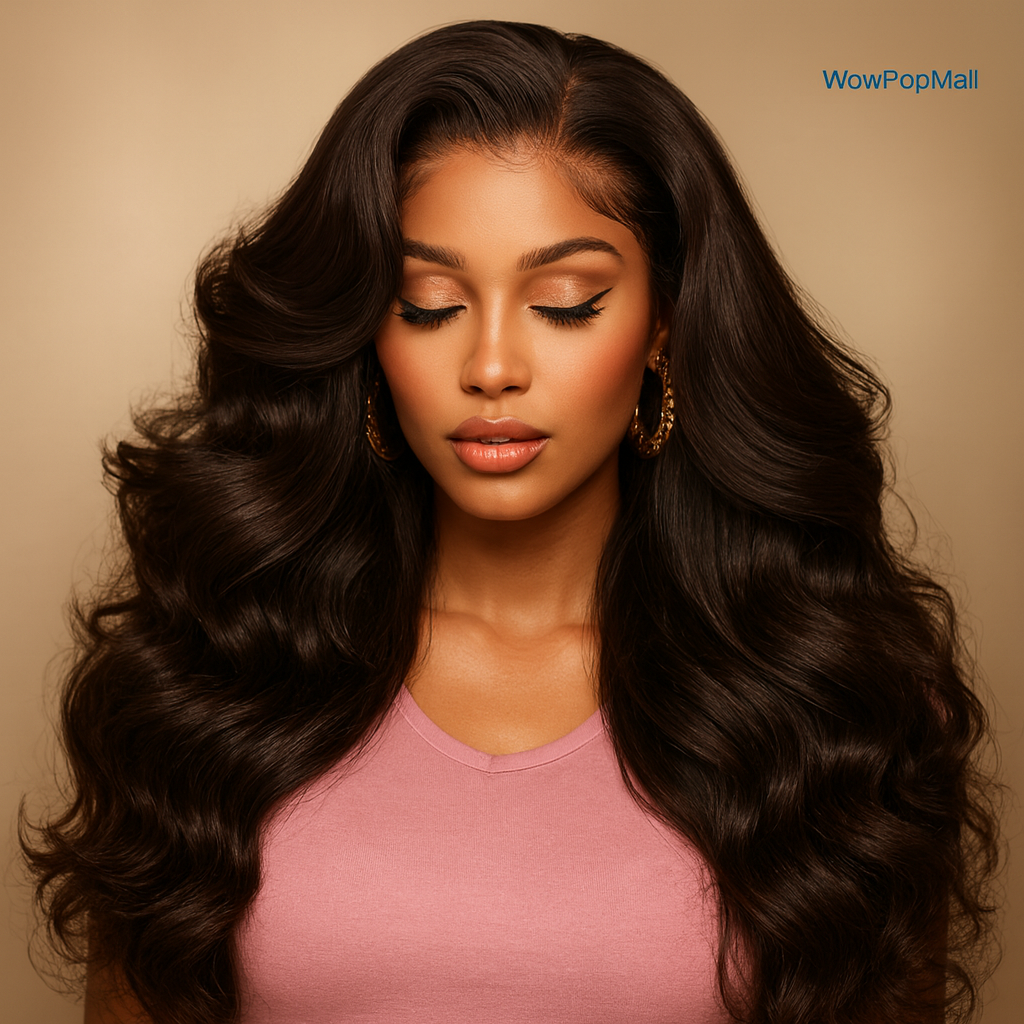 Chocolate Brown 13x4 Body Wave Transparent Lace Front Human Hair Wig – Pre-Plucked, 200% Density, 30 Inch