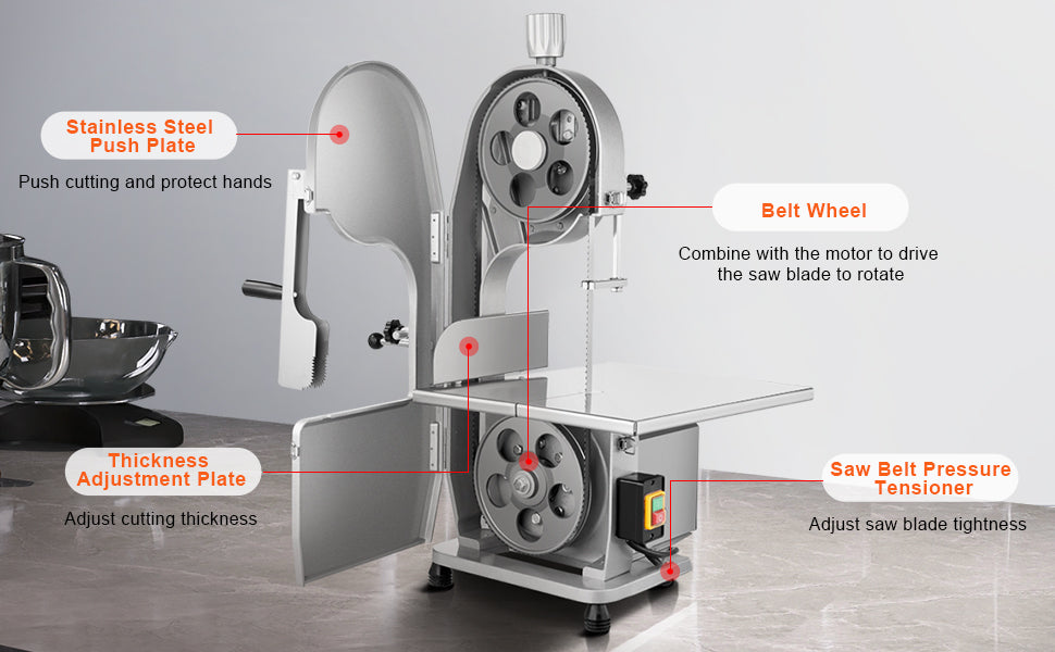 SucceBuy Commercial Meat Bandsaw 1800W – Stainless Steel Bone & Fish Cutter