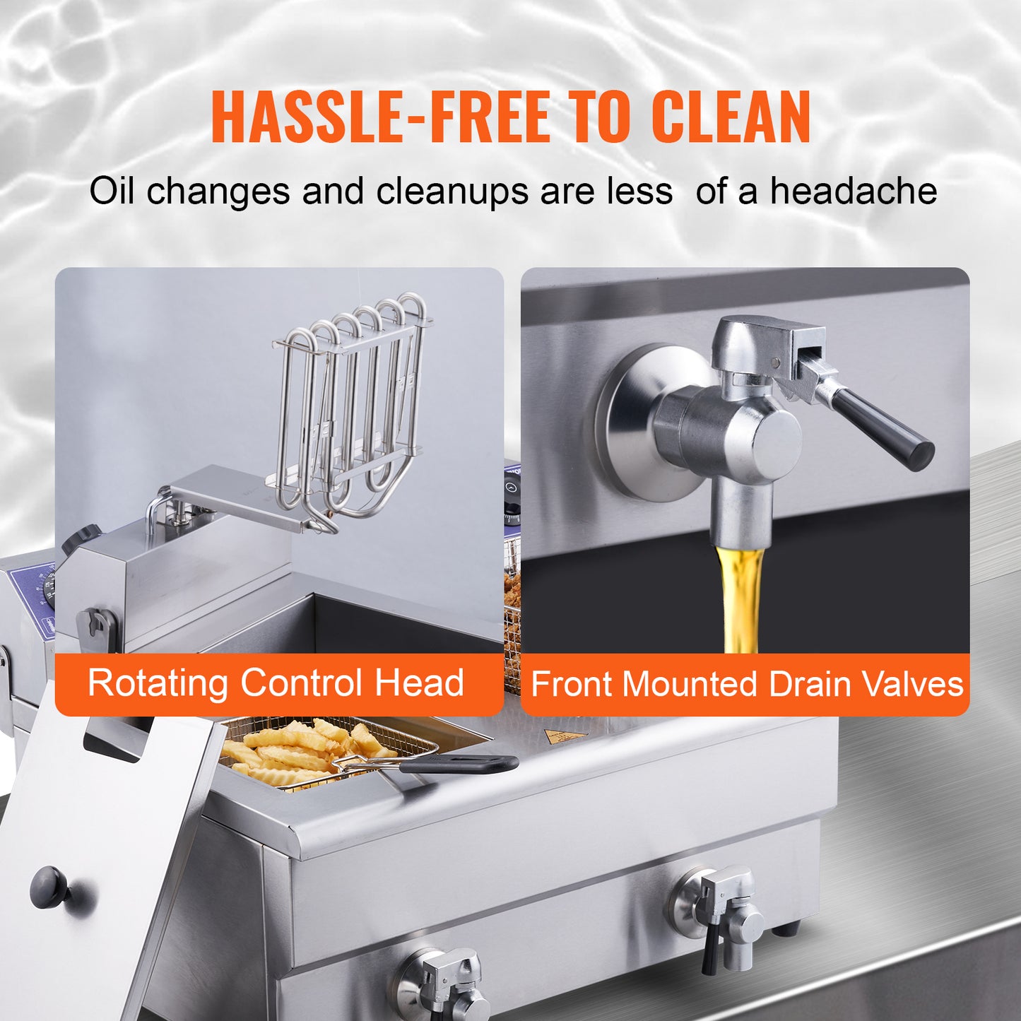 SucceBuy Dual Tank Electric Deep Fryer — Twin Basket 9.1 Qt Each Tank, Fast Heating, 220V Stainless Steel