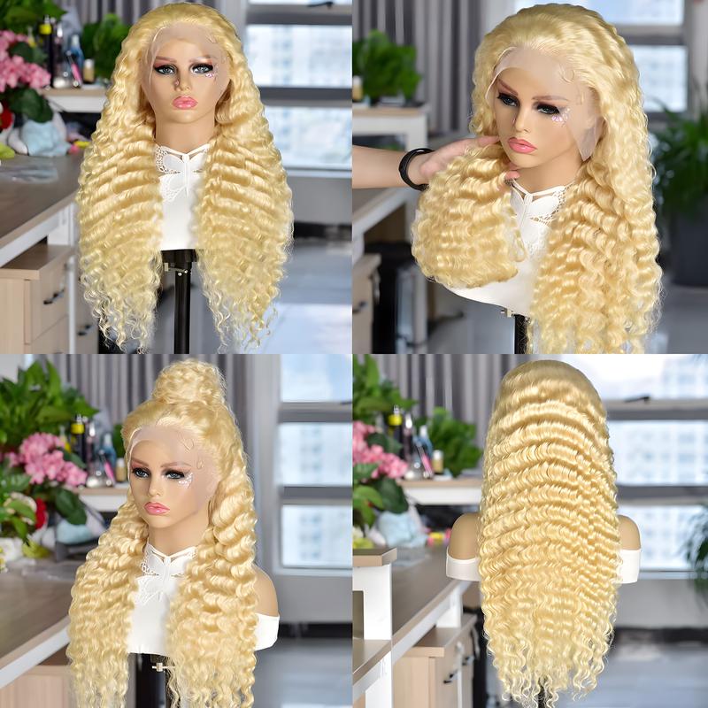 613 Blonde Deep Wave 13x6 HD Lace Front Wig (250 Density, Pre-Plucked) – Brazilian Remy Human Hair
