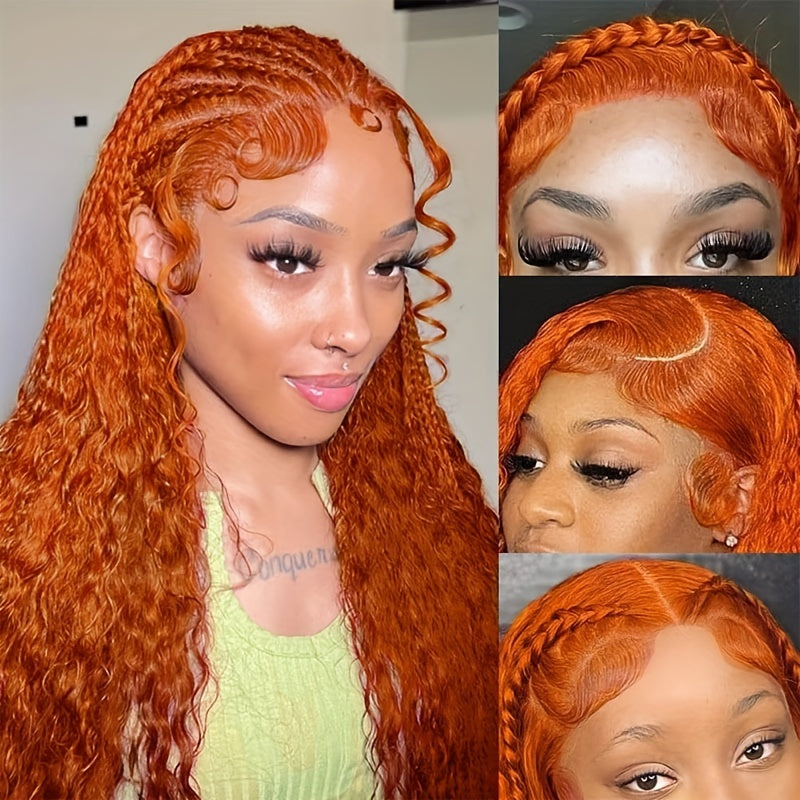 250% Density Ginger Orange Curly HD Transparent Lace Front Human Hair Wig (13x6 / 13x4, Brazilian Remy, 26”+)